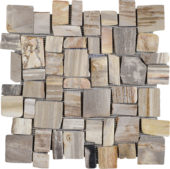 Cubic Fossil Wood Stone Mosaic | Gramercy Kitchen and Bath