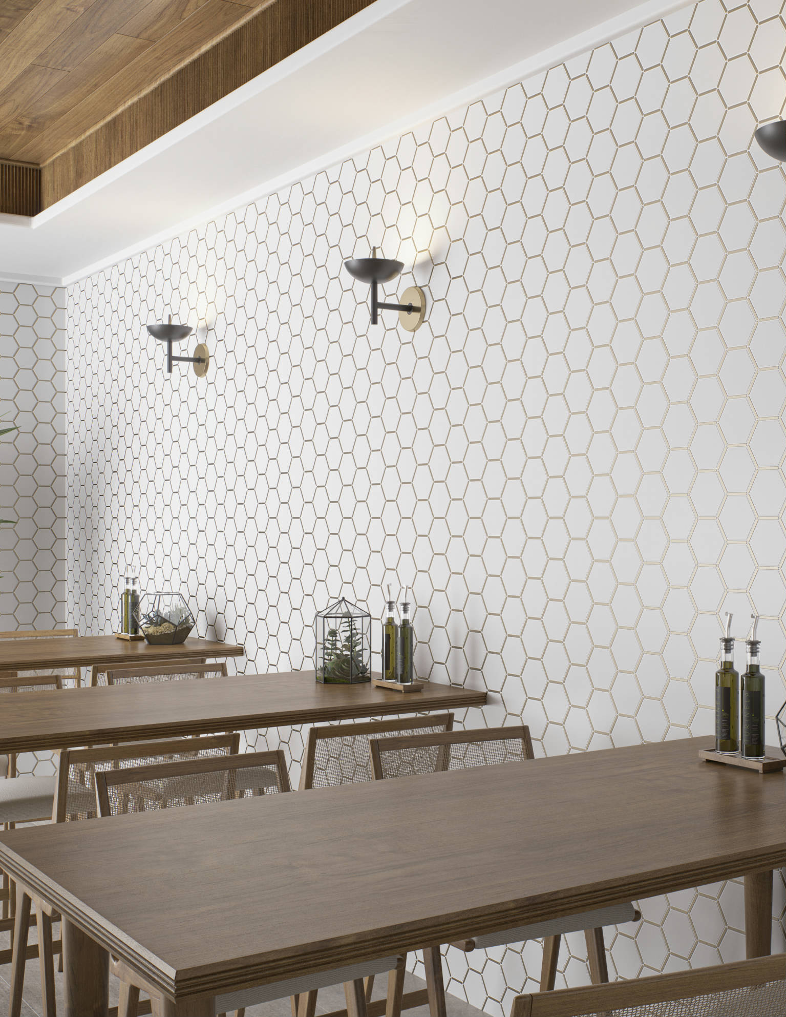 Gilded Hex Mosaic  | Gramercy Kitchen and Bath