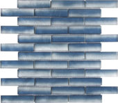 Glass Baguette Blue Mix Matte Interlocking Mosaic | Gramercy Kitchen and Bath