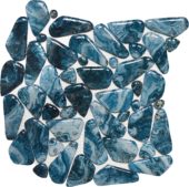 Glass Pebble Blue Marble Pattern Mix Mosaic 11.4"x11.4" | Gramercy Kitchen and Bath