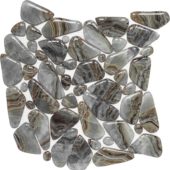 Glass Pebble Grey Beige Mix Marble Pattern Mix Mosaic | Gramercy Kitchen and Bath