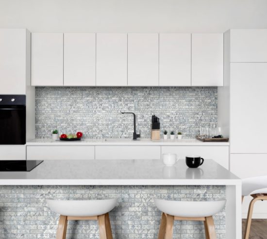 Grey Mix Pattern Deco Brick Matte Glazed Porcelain 1"x3" Mosaic | Gramercy Kitchen and Bath