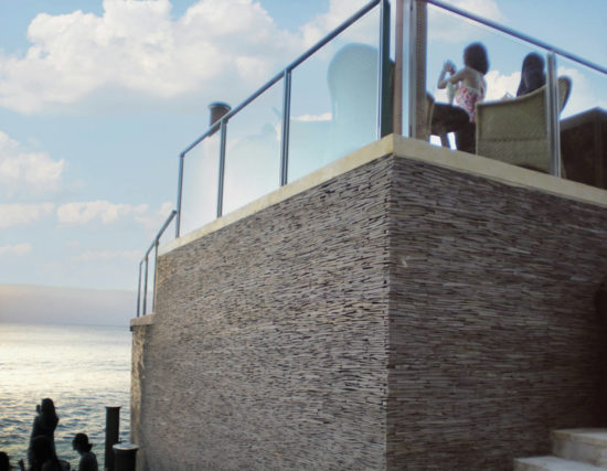 Grey Sliced Slate Interlocking Mosaic | Gramercy Kitchen and Bath