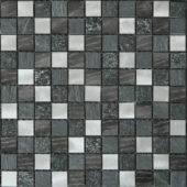 Grey/Black Stone Aluminum Mix Mosaic | Gramercy Kitchen and Bath