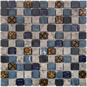 Grey/Blue Glass Mix Marble Mosaic 1 | Gramercy Kitchen and Bath