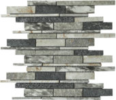 Grey/Green/Beige Mix Stone Baguette Interlocking Mosaic | Gramercy Kitchen and Bath
