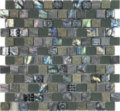 Grey/Green/Beige Mix Stone Glass 1"X1" Mosaic | Gramercy Kitchen and Bath