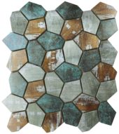 Hexagon Aluminum Mix Green Grey Beige 11.4"x12.2" | Gramercy Kitchen and Bath