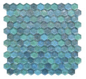 Hexagon Mix Blue Glass Mosaic | Gramercy Kitchen and Bath