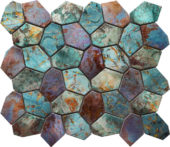 Hexagon Mix Metallic Green Rust Mosaic | Gramercy Kitchen and Bath