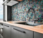 Hexagon Mix Metallic Green Rust Mosaic | Gramercy Kitchen and Bath