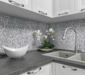 Medium Hexagon Silver Aluminum Mosaic | Gramercy Kitchen and Bath
