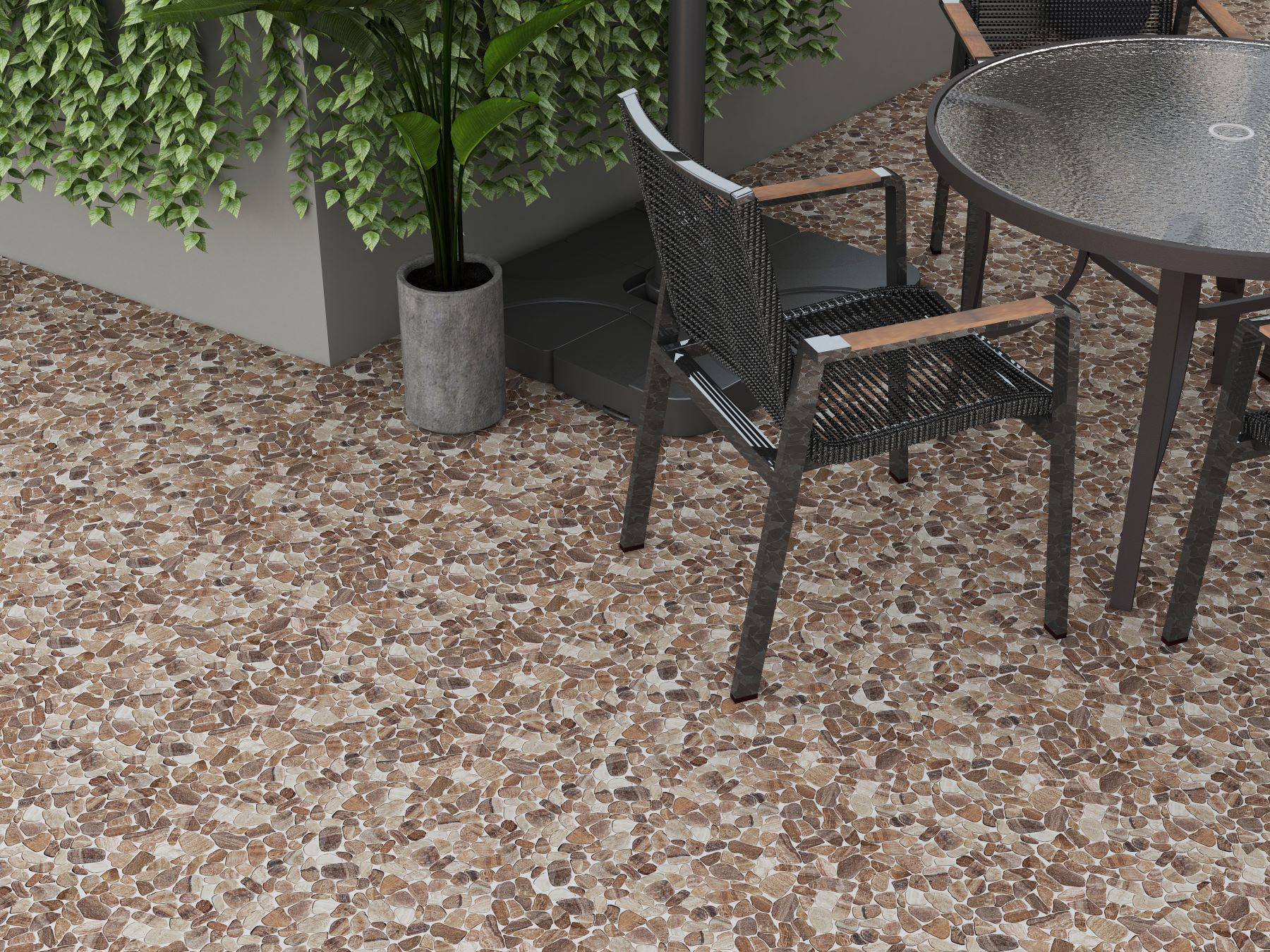 Mini Opus Matte Beige Brown Marble Stone Interlocking  | Gramercy Kitchen and Bath