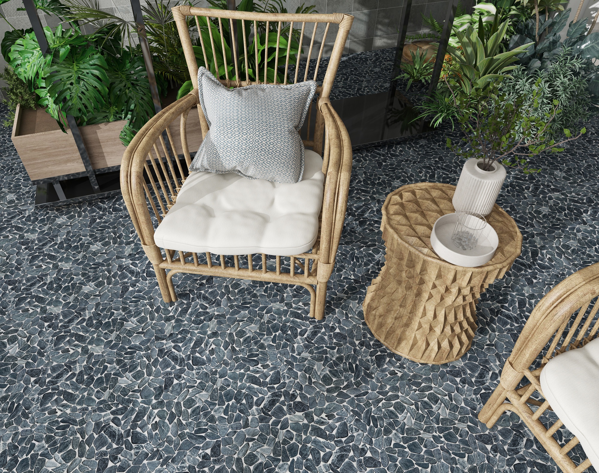 Mini Opus Matte Grey Mix Marble Stone Interlocking | Gramercy Kitchen and Bath