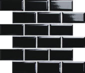 Mini Subway Black Glazed Porcelain Interlocking Mosaic 2"X4" | Gramercy Kitchen and Bath