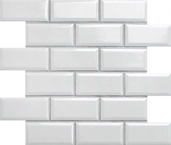 Mini Subway White Glazed Porcelain Interlocking Mosaic 2″X4″