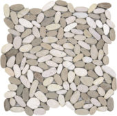 Mix White/Beige Sliced Matte Pebble Interlocking Mosaic | Gramercy Kitchen and Bath