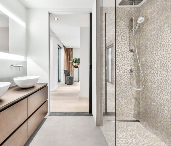 Onyx Light Beige Pebble Mosaic 12"x12" | Gramercy Kitchen and Bath