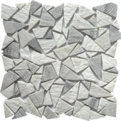Reconstituted White Grey Mix Mini Opus Stone Mosaic | Gramercy Kitchen and Bath