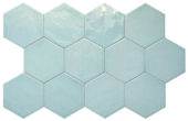 Ronda 5.5X6.3” Aqua Hexagon | Gramercy Kitchen and Bath