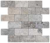 Silver Ash 2x4 Brick Mosaic | Gramercy Kitchen and Bath