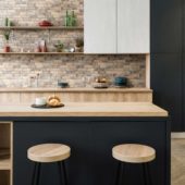 Slate Stone Beige Glazed Ceramic 2"x6" Brick | Gramercy Kitchen and Bath