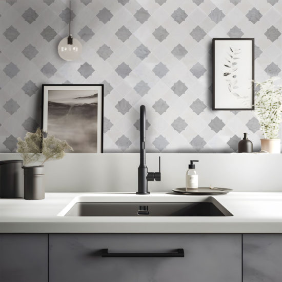 Star & Square White & Grey Mix Marble | Gramercy Kitchen and Bath