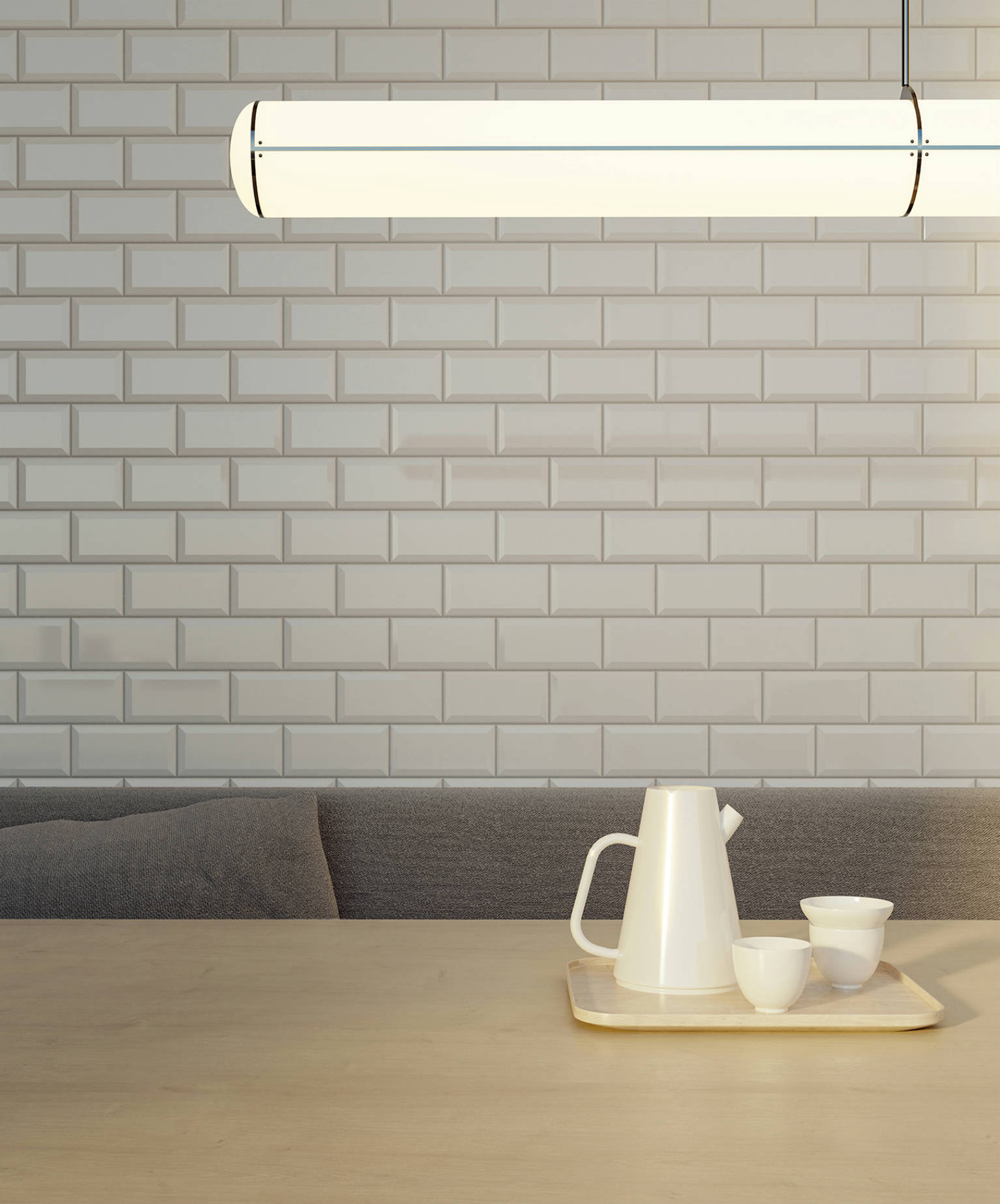 Traditions Canvas White Beveled Glossy 3x6 | Gramercy Kitchen and Bath