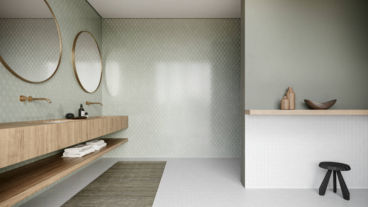 Traditions Soft Sage Glossy Scallop Mosaic | Gramercy Kitchen and Bath