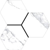 Treasure Ice White Marble 6" Carved Hexagon | Gramercy Kitchen and Bath