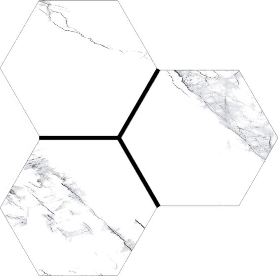 Treasure Ice White Marble 6" Carved Hexagon | Gramercy Kitchen and Bath