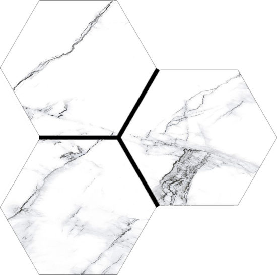 Treasure Ice White Marble 6" Carved Hexagon | Gramercy Kitchen and Bath