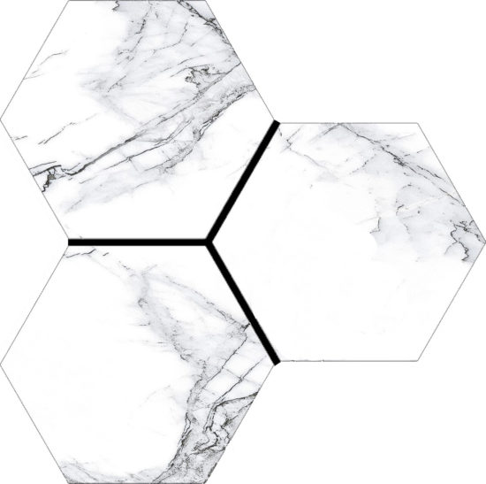 Treasure Ice White Marble 6" Carved Hexagon | Gramercy Kitchen and Bath