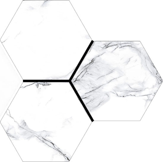 Treasure Ice White Marble 6" Carved Hexagon | Gramercy Kitchen and Bath