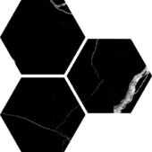 Treasure Midnight Nero 6" Carved Hexagon | Gramercy Kitchen and Bath