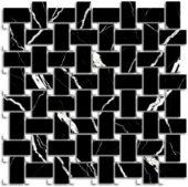Treasure Midnight Nero Polished Basketweave Mosaic | Gramercy Kitchen and Bath