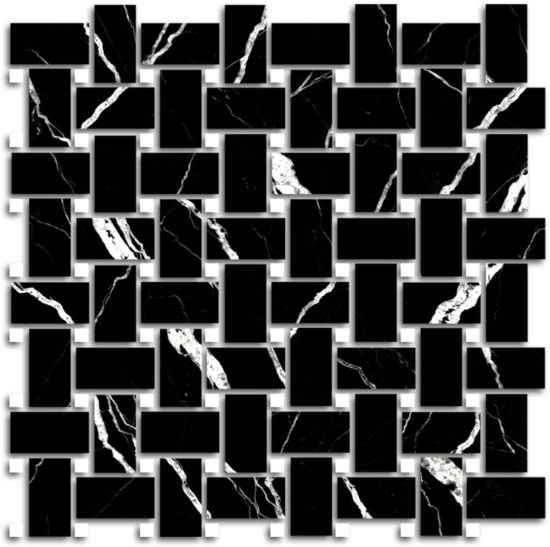 Treasure Midnight Nero Polished Basketweave Mosaic | Gramercy Kitchen and Bath