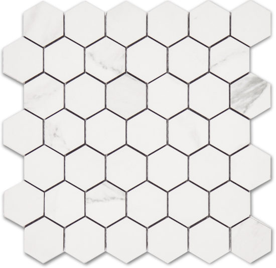 Treasure Statuario 2x2 Polished Hexagon Mosaic | Gramercy Kitchen and Bath