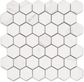 Treasure Statuario 2x2 Polished Hexagon Mosaic | Gramercy Kitchen and Bath