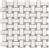 Treasure Statuario Polished Basketweave Mosaic | Gramercy Kitchen and Bath
