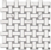 Treasure Statuario Polished Basketweave Mosaic | Gramercy Kitchen and Bath
