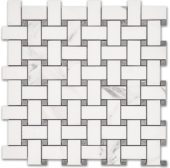Treasure Statuario Polished Basketweave Mosaic | Gramercy Kitchen and Bath