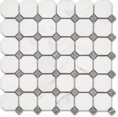 Treasure Statuario Polished Octagon/Dot Mosaic | Gramercy Kitchen and Bath