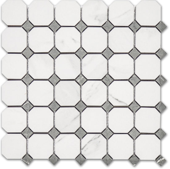 Treasure Statuario Polished Octagon/Dot Mosaic | Gramercy Kitchen and Bath