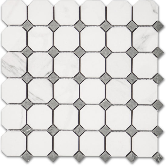Treasure Statuario Polished Octagon/Dot Mosaic | Gramercy Kitchen and Bath