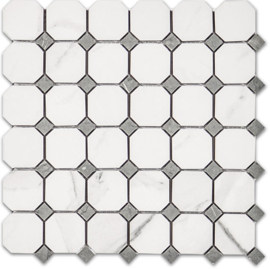 Treasure Statuario Polished Octagon/Dot Mosaic | Gramercy Kitchen and Bath