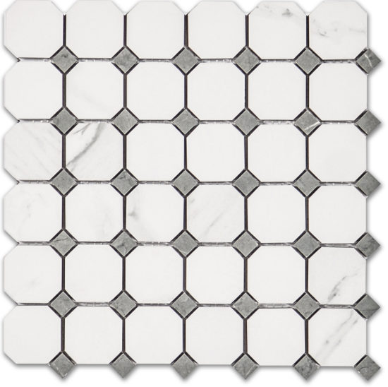 Treasure Statuario Polished Octagon/Dot Mosaic | Gramercy Kitchen and Bath