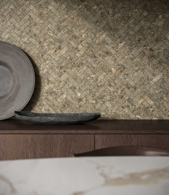 Velutto Ash 1.25x4 Herringbone Mosaic | Gramercy Kitchen and Bath