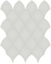 Warm Grey Glossy Scallop Mosaic | Gramercy Kitchen and Bath