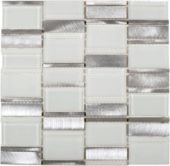 White Glass & Aluminum Mix Mosaic | Gramercy Kitchen and Bath